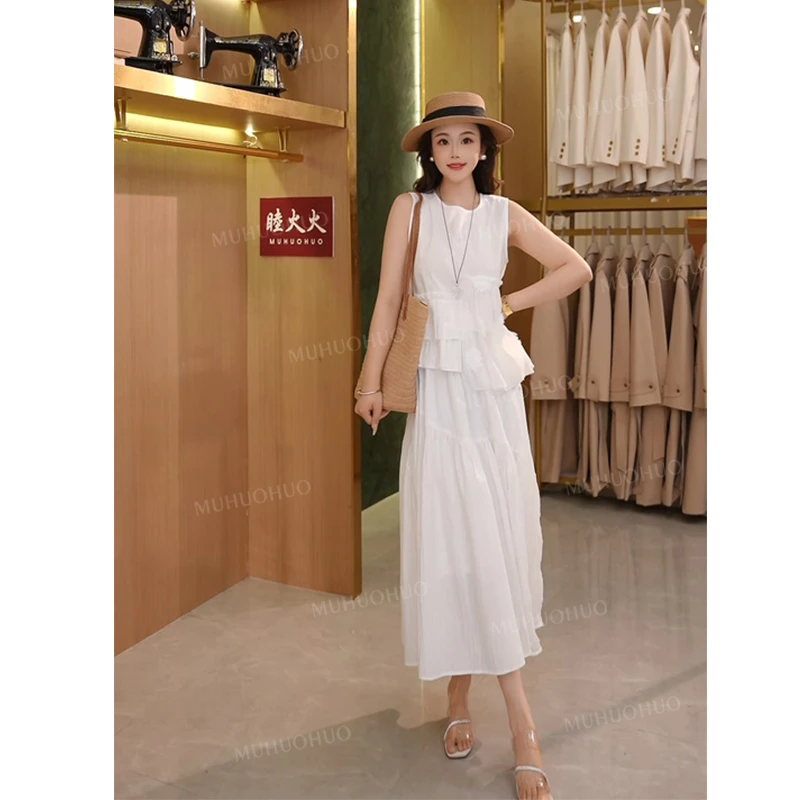 珩绣2025年夏女装圆领白色玫瑰花语上衣半身裙套装JS-88797