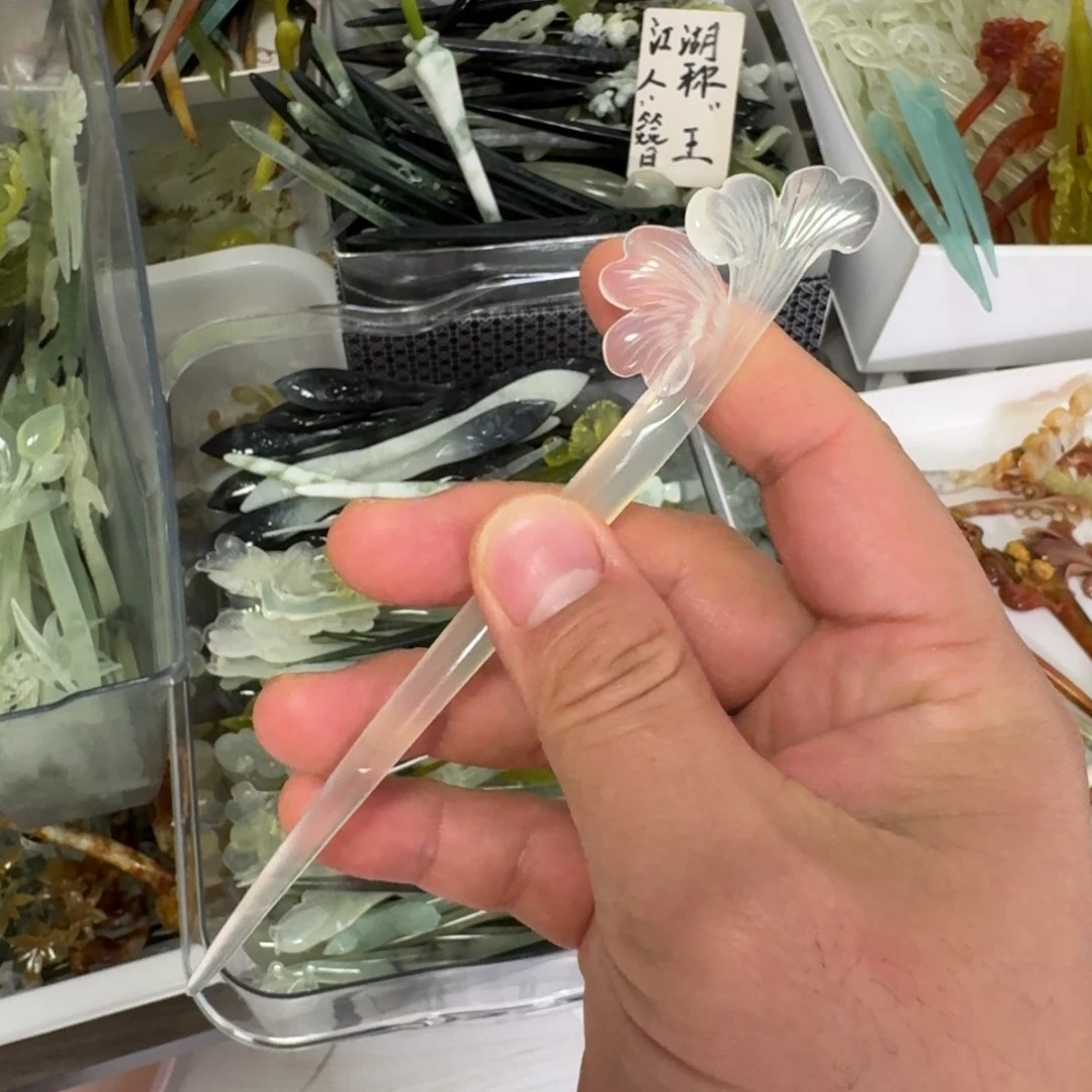 岫玉未镶嵌发饰明君玉簪就是好看