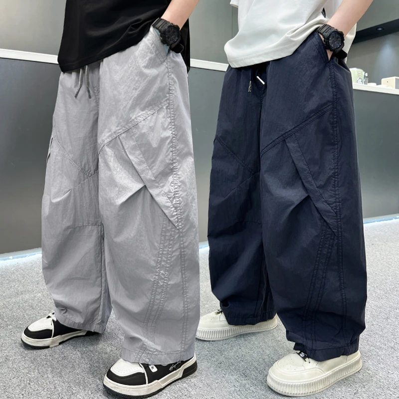 男童裤子秋季新款直筒裤2025新款中大童透气休闲裤男孩百搭防蚊裤