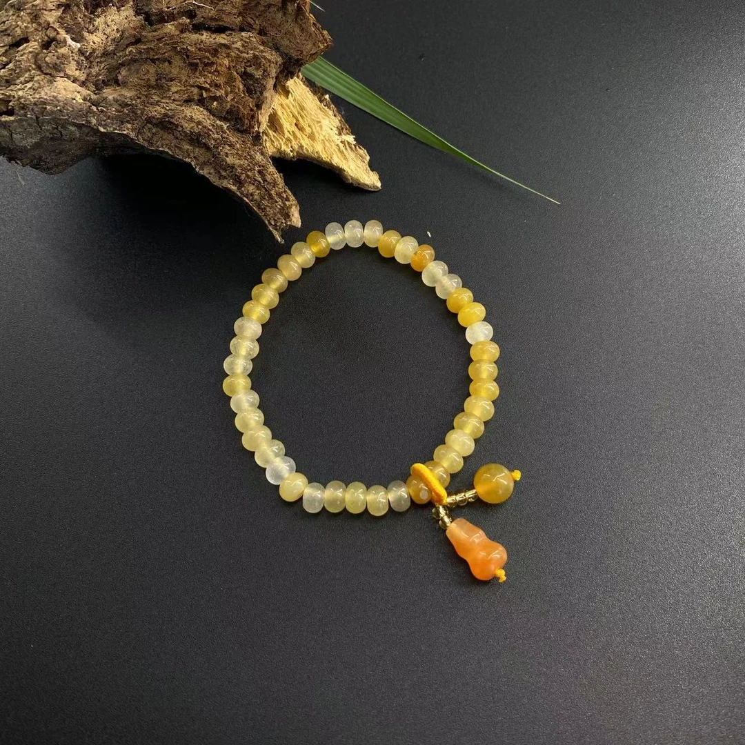 金丝玉算盘珠卡6手串手链手工气质时尚黄色老型单圈玉手串SC-8822