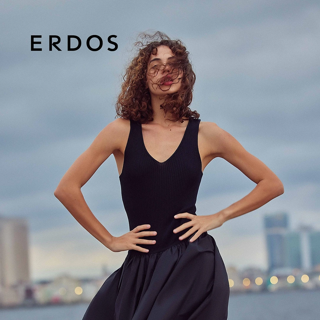 ERDOS 真丝黑色优雅收腰连衣裙女【仲夏夜】25年春夏新品