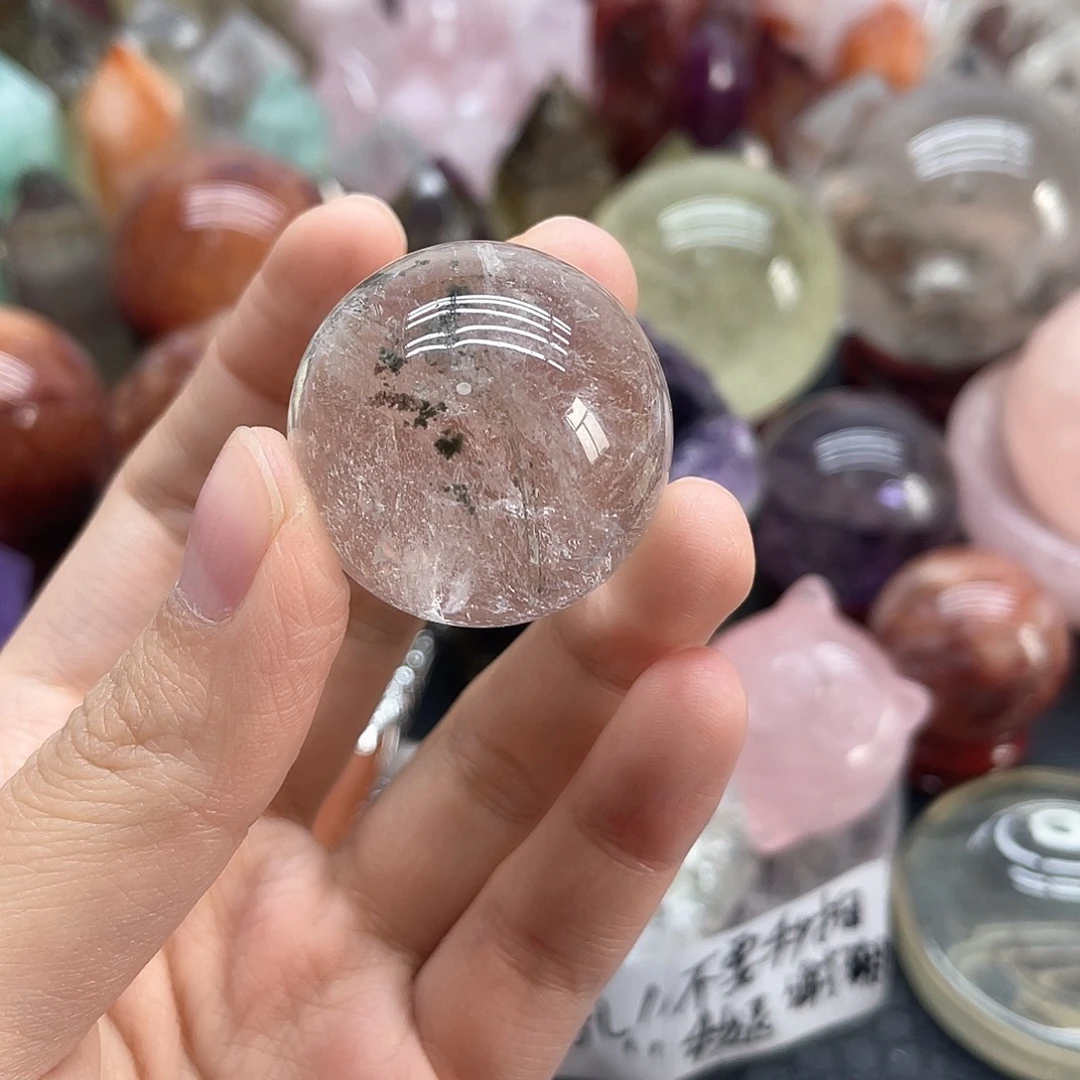 发晶珠宝半成品未镶嵌36白水晶单株卡3mm