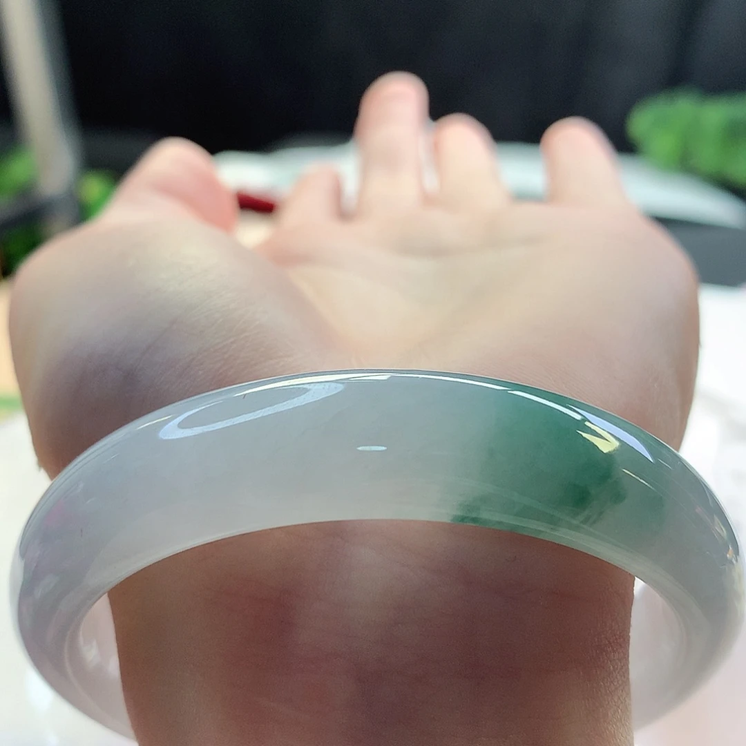 翡翠手镯未镶嵌天然翡翠58-59小万冰底锦上添花