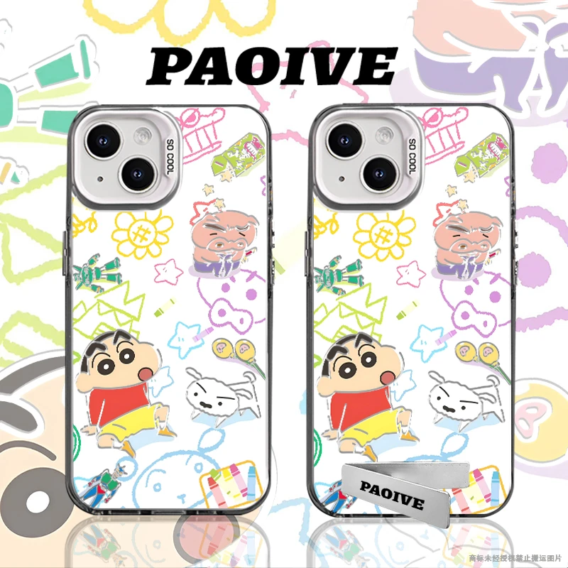 蜡笔小新创意适用苹果华为vivoiPhone小米三星防摔彩银手机壳