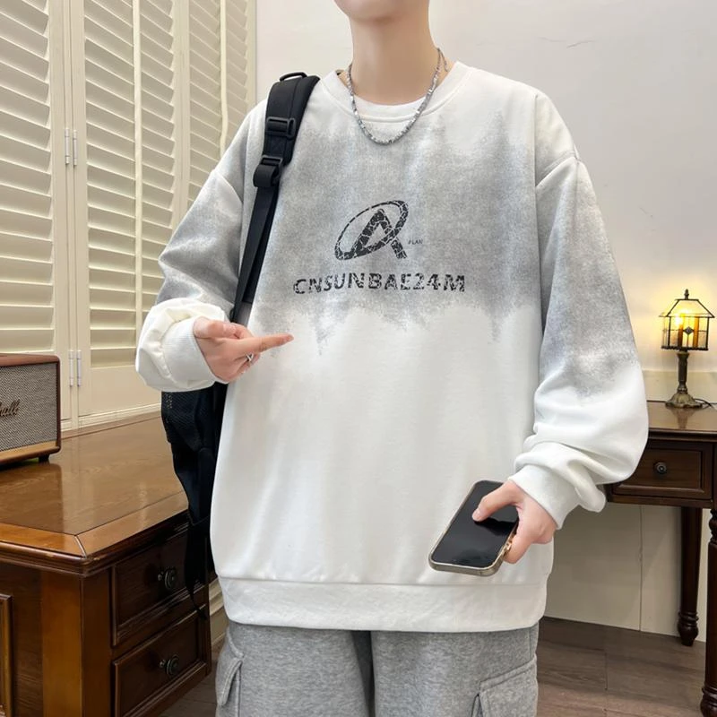2025青少年春季新款男生落肩袖圆领卫衣时尚帅气百搭款拼色打底