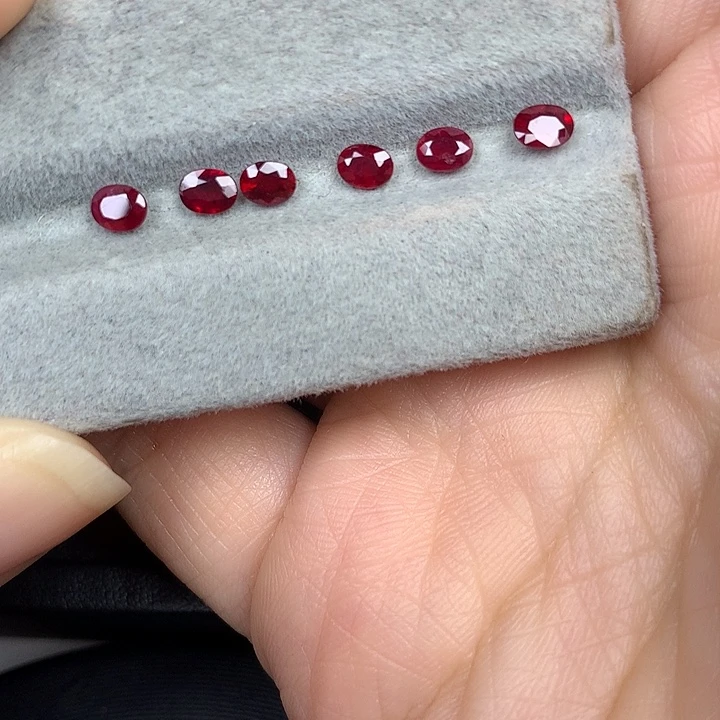 红宝石裸石6粒鸽血红红宝石