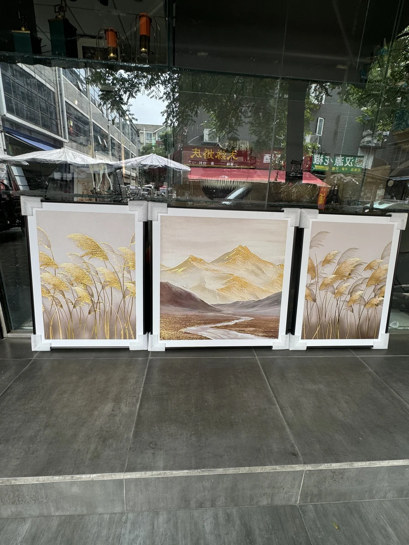 现代简约轻奢时尚客厅沙发背景画皮革微雕肌理画实体店铺肌理