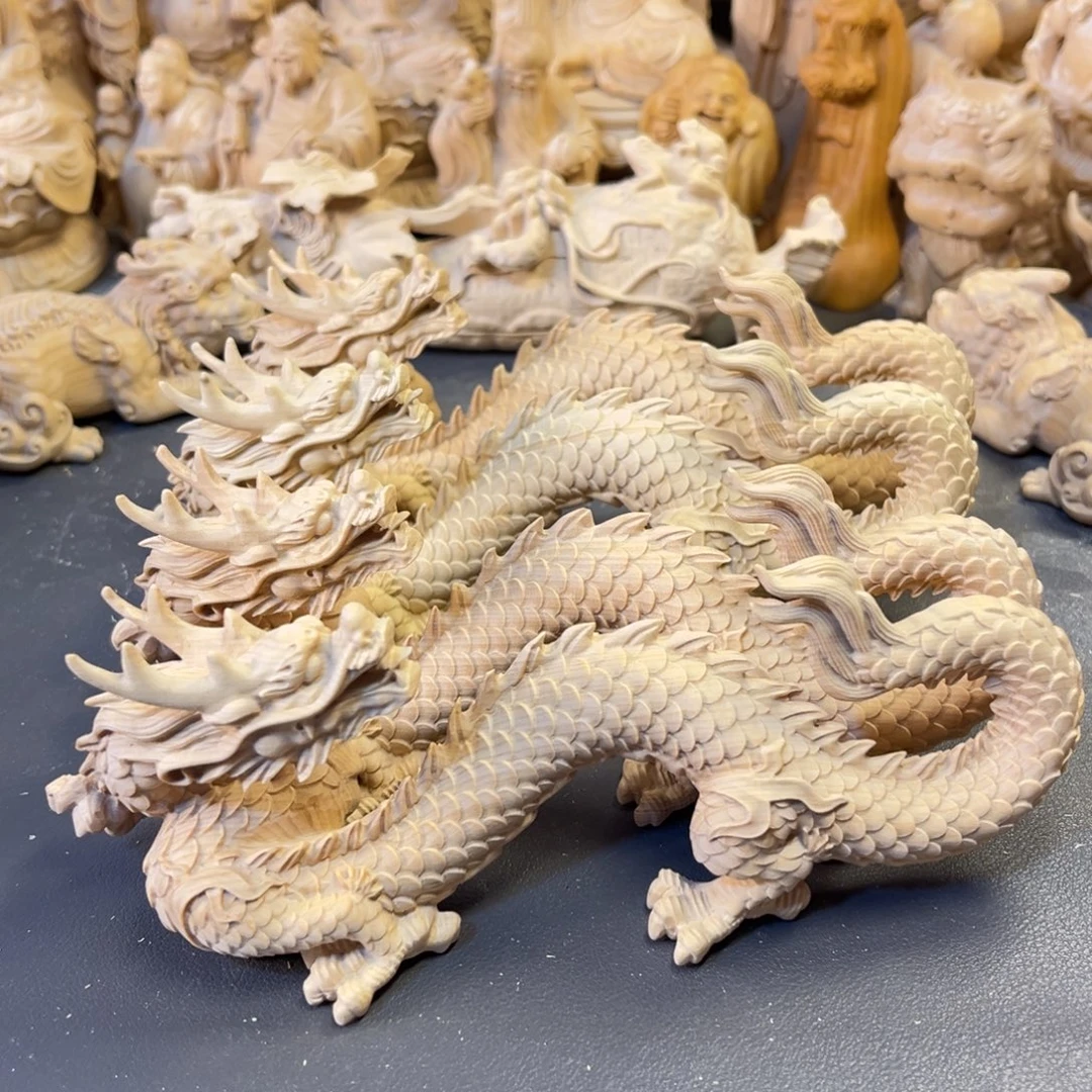 木***堂木小叶黄杨木16长龙摆件4个