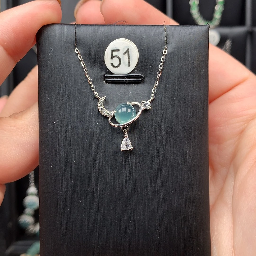 翡翠银S925镶嵌颈饰