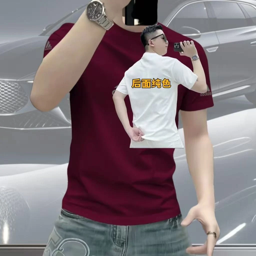 夏季纯棉t恤男装圆领速干衣短袖薄款透气半袖上衣男运动时尚宽松