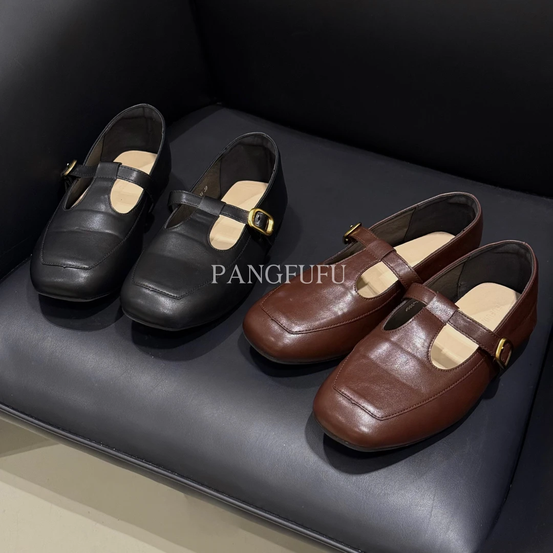 【胖福福大码女鞋】方头单鞋镂空浅口软底时尚玛丽珍平跟秋季