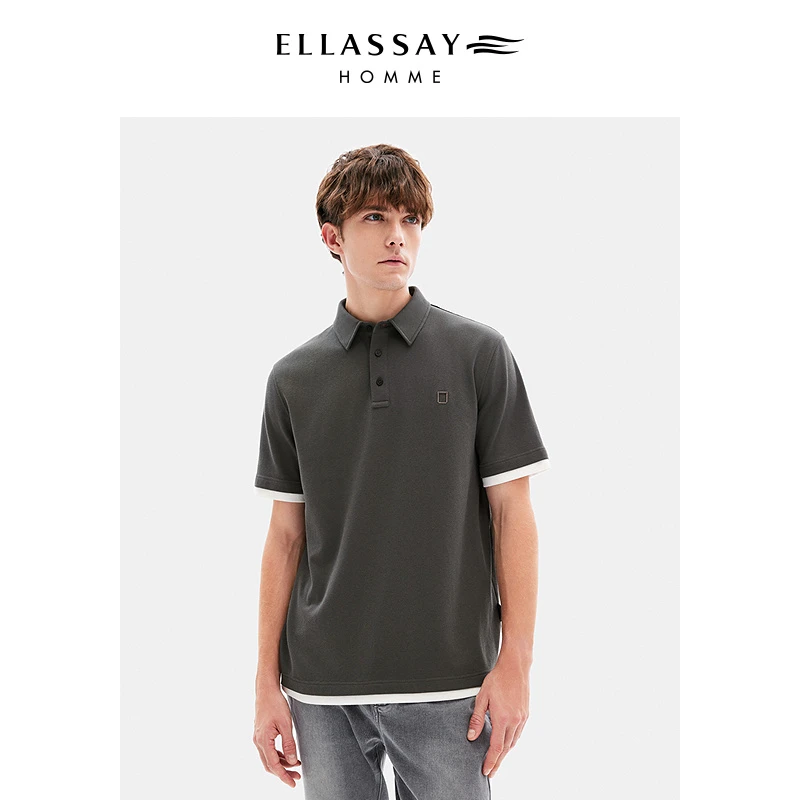 ELLASSAY歌力思男装夏季透气春珠地法国雨露麻polo衫EME361Z07100