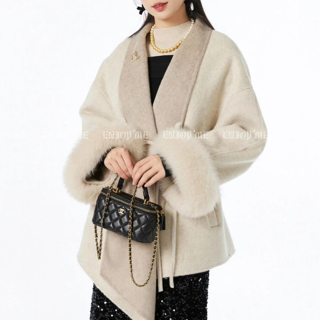 【【门店同款】ENJOY冬季“暖冬知性”夜与柏林袖口毛大衣 167144583