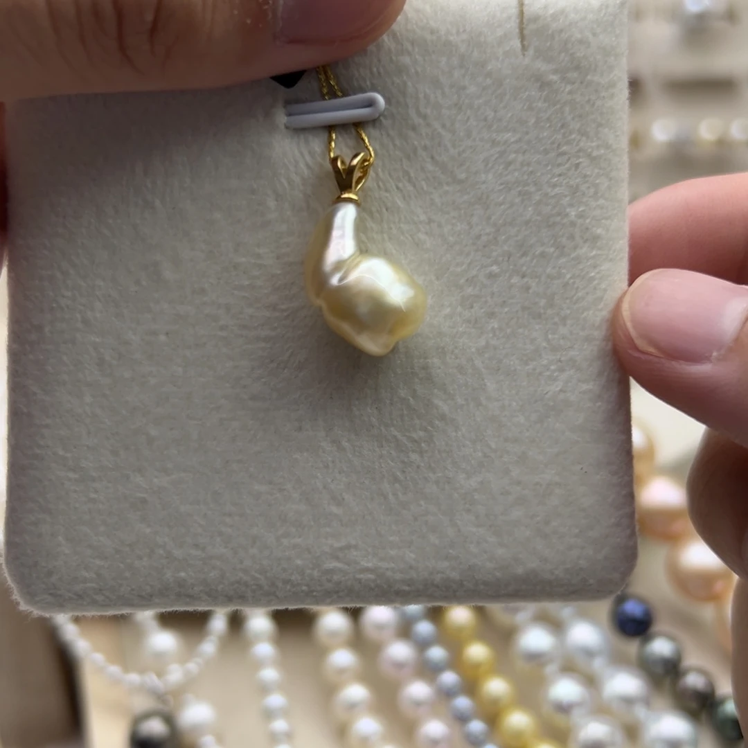 银S925镶嵌吊坠(不含链)海水珍珠海水金珠keshi鸡腿