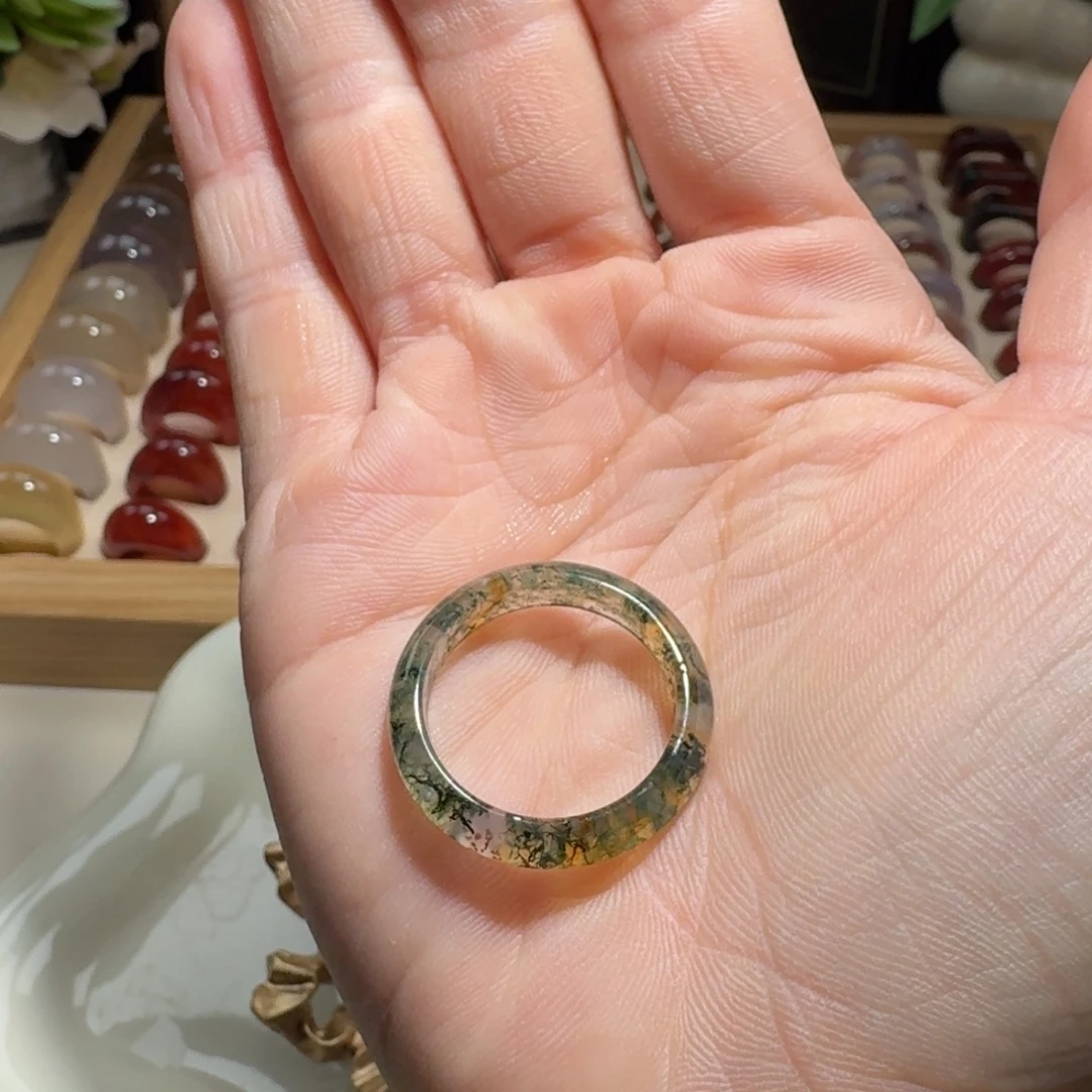 玛瑙/玉髓未镶嵌戒圈12号 港23 红油水草