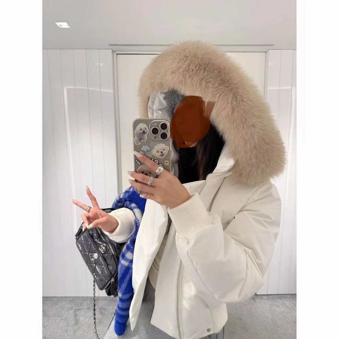 秋冬厚款女款连帽百搭短款宽松欧韩风大毛领