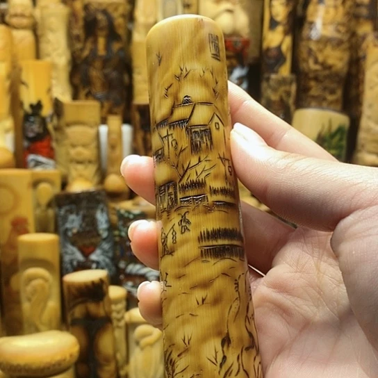 实心竹火刻雪景竹