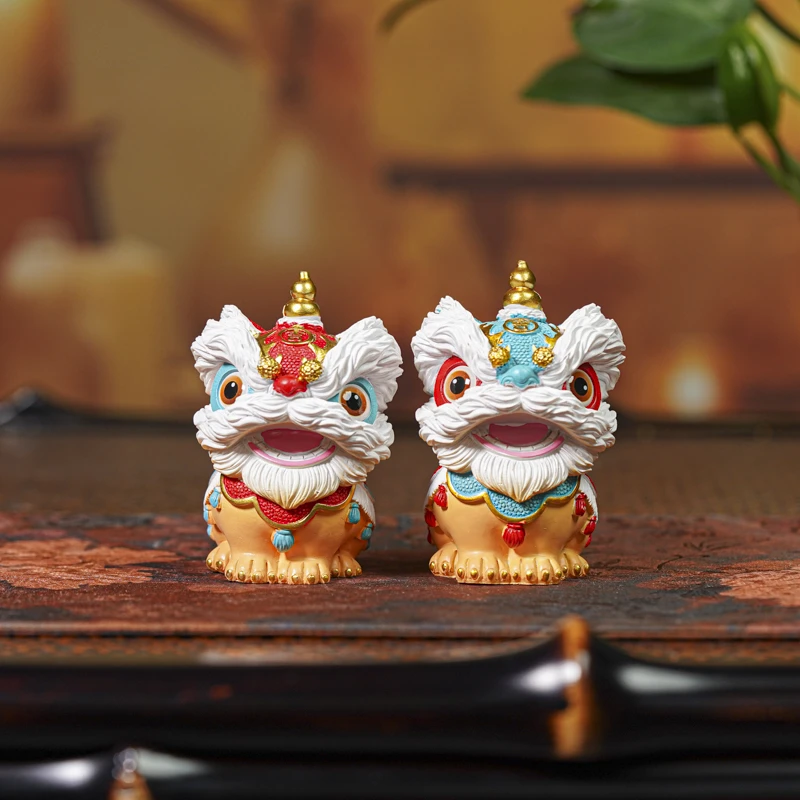 【墨舍好物】醒狮摆件（一对）（th704）手工车载高档可爱中式个性