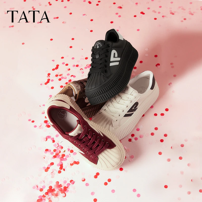 TATA他她小海贝复古板鞋女厚底贝壳头德训鞋小白鞋子春季GNG01AM5