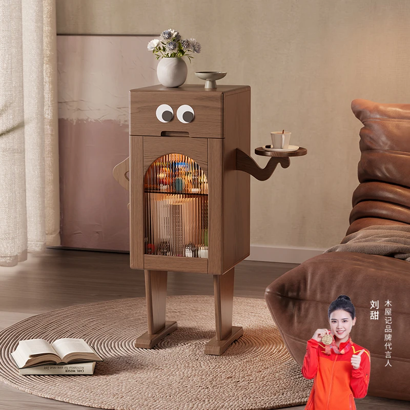 木屋记实木叉腰机器人床头柜卧室收纳柜轻奢现代储物柜子客厅边柜