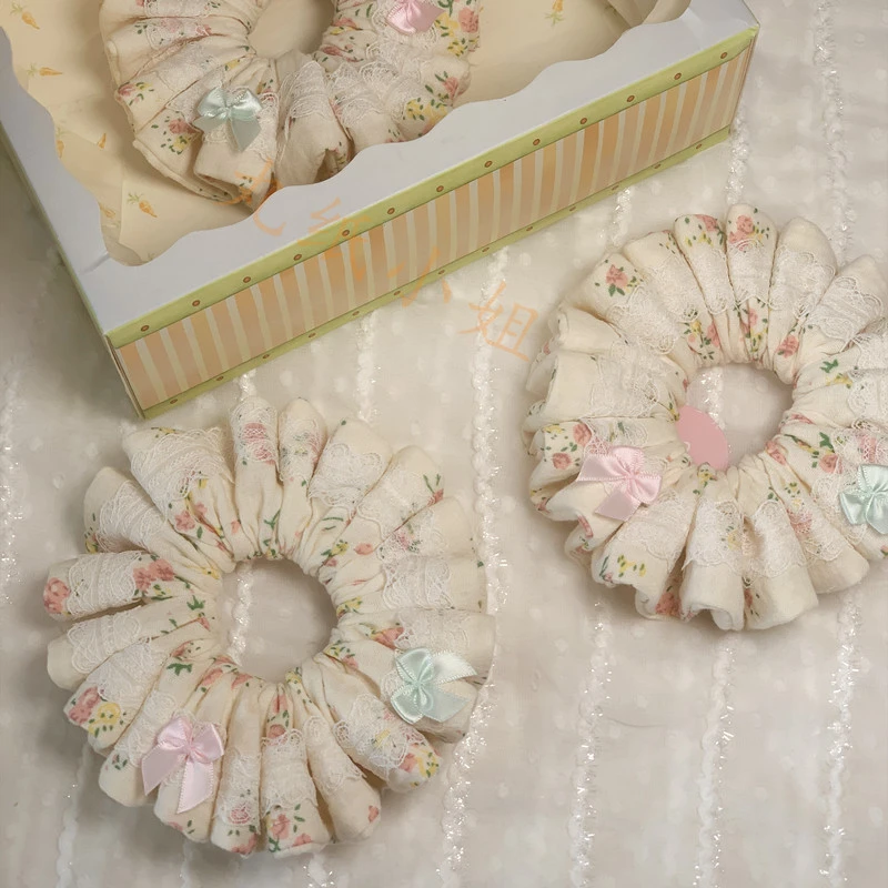 如梦繁花-原创手作碎花双层纱大肠发圈发饰