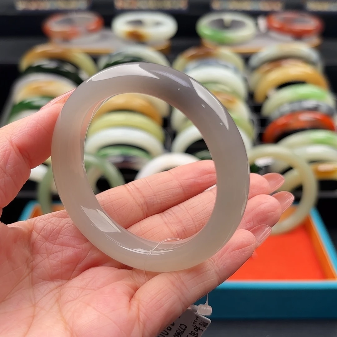 和田玉未镶嵌手镯满圈香芋紫俏色51.5