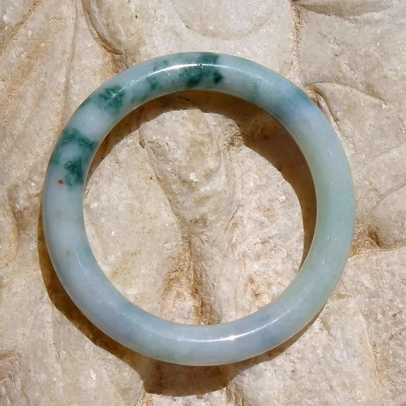 锦一帆5890库存天然缅甸A货老坑种红翡双彩翡翠圆条翡翠手镯子53