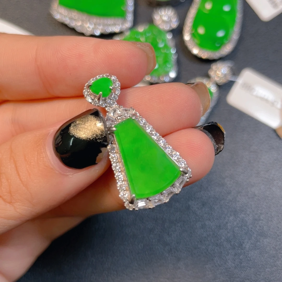 翡翠银S925镶嵌挂件jjjj