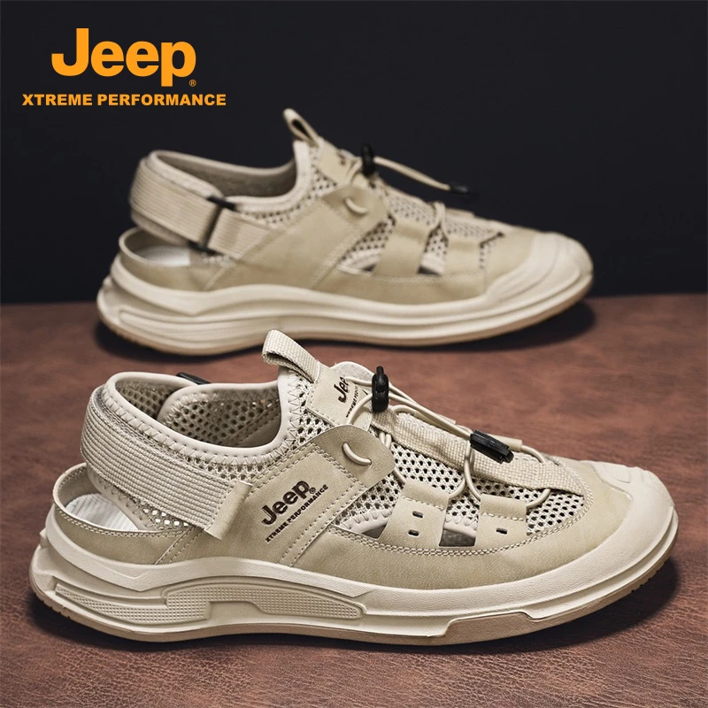jeep吉普男式2025新款秋季款凉鞋外穿网面透气户外包头开车运动鞋