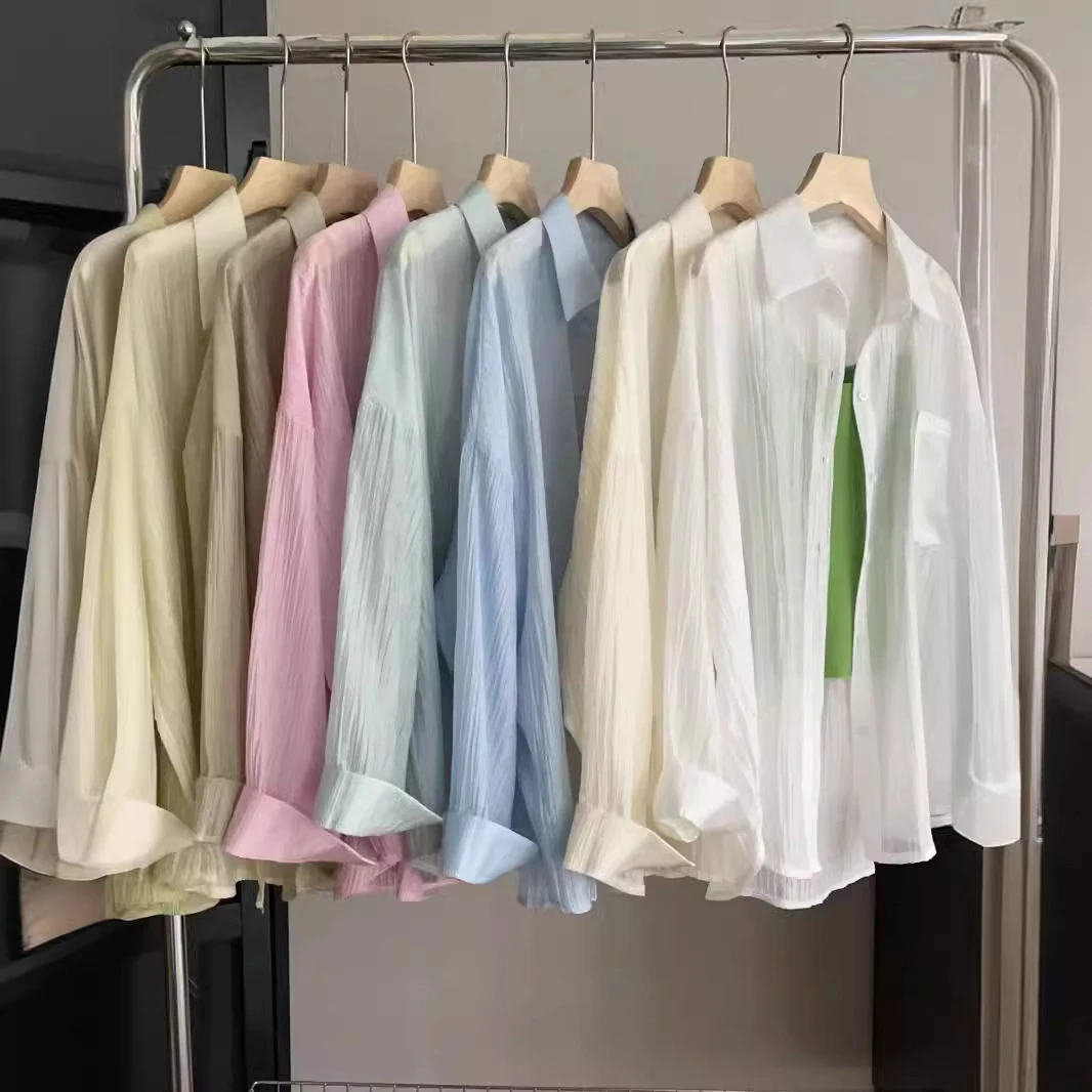 天丝皱百搭时尚防晒衣2025夏季新款女装衬衫宽松显瘦大版空调外衫