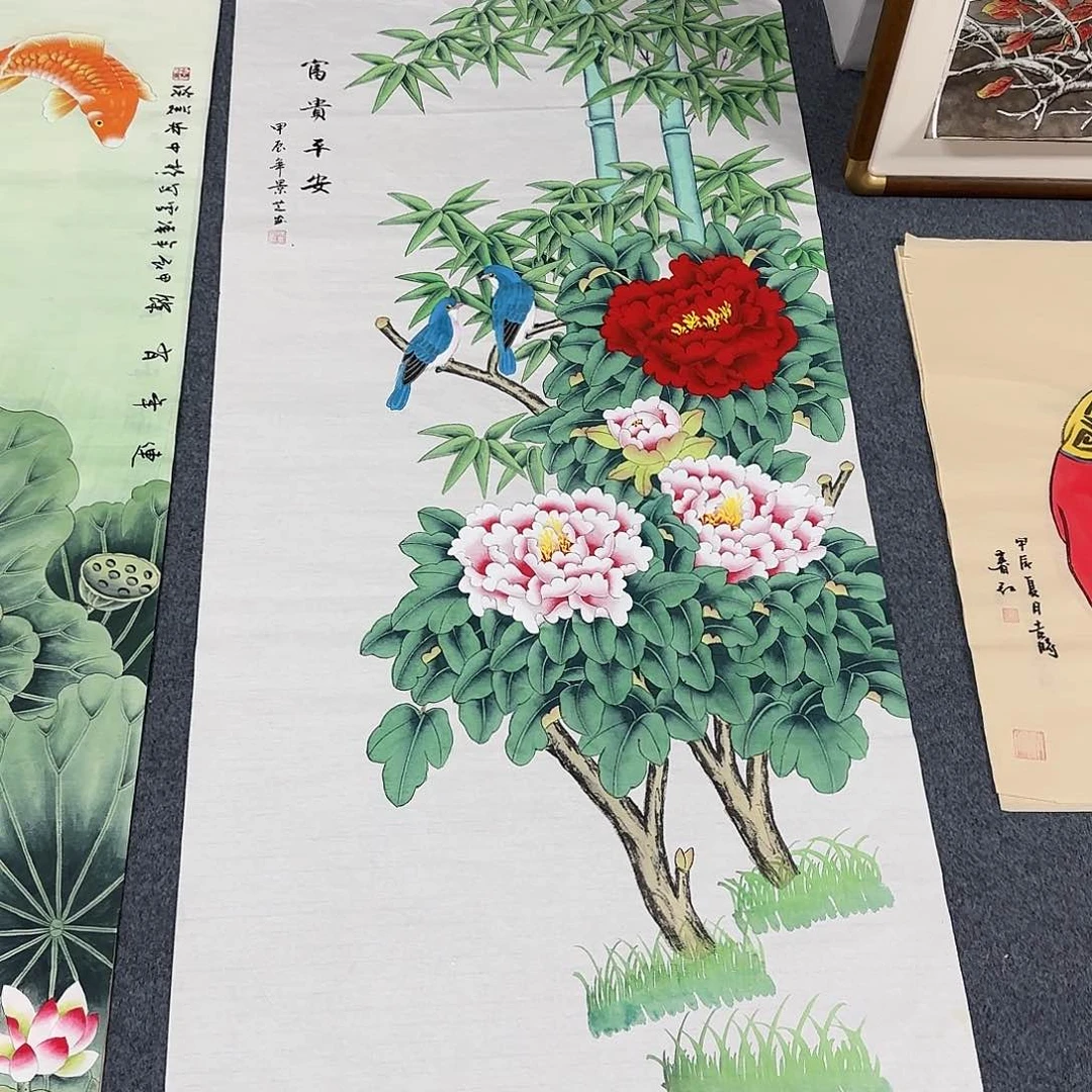 国画尺寸70X138手绘作品