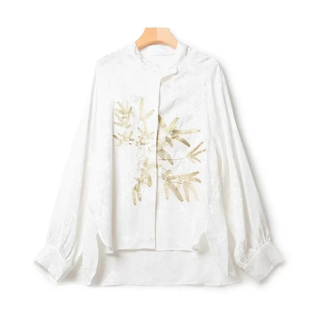 【滴滴专属】竹叶长袖宽松衬衫SY20376