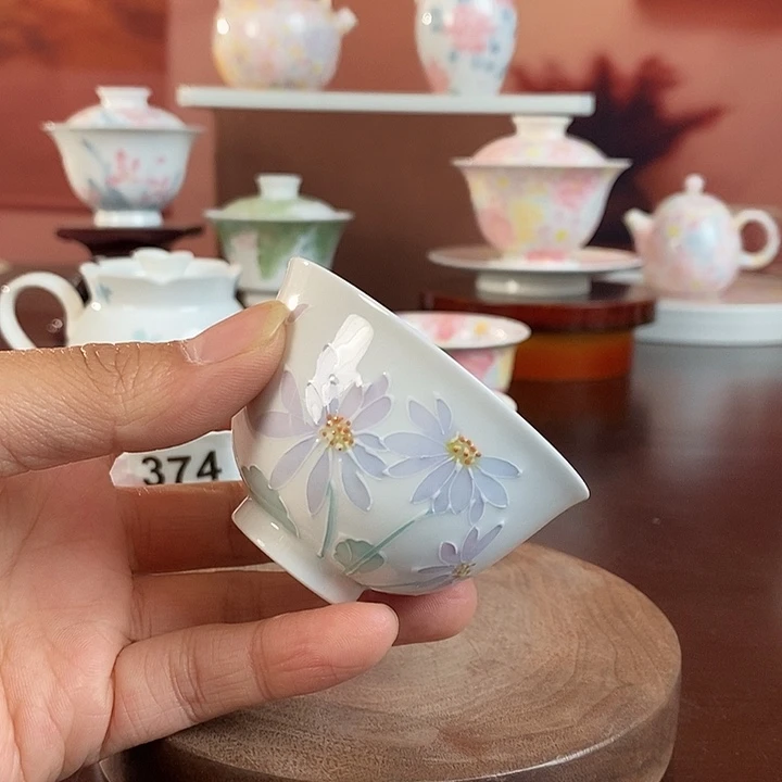 小雏菊釉下品茗杯