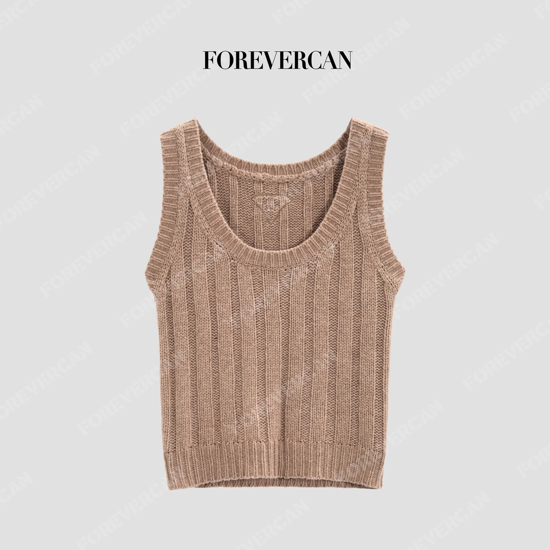 FOREVERCAN“霜降”美丽诺羊毛U领厚织修身背心MY4646