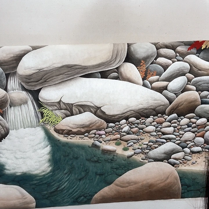 国画工笔画作品石来运运转任海鲜画