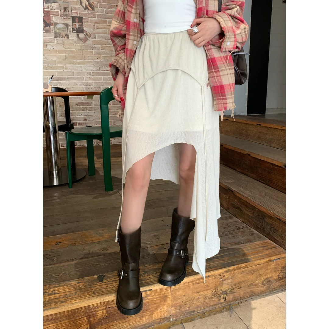 现货【谢不肉】假两件不规则时尚设计感小众气质半身裙女0532