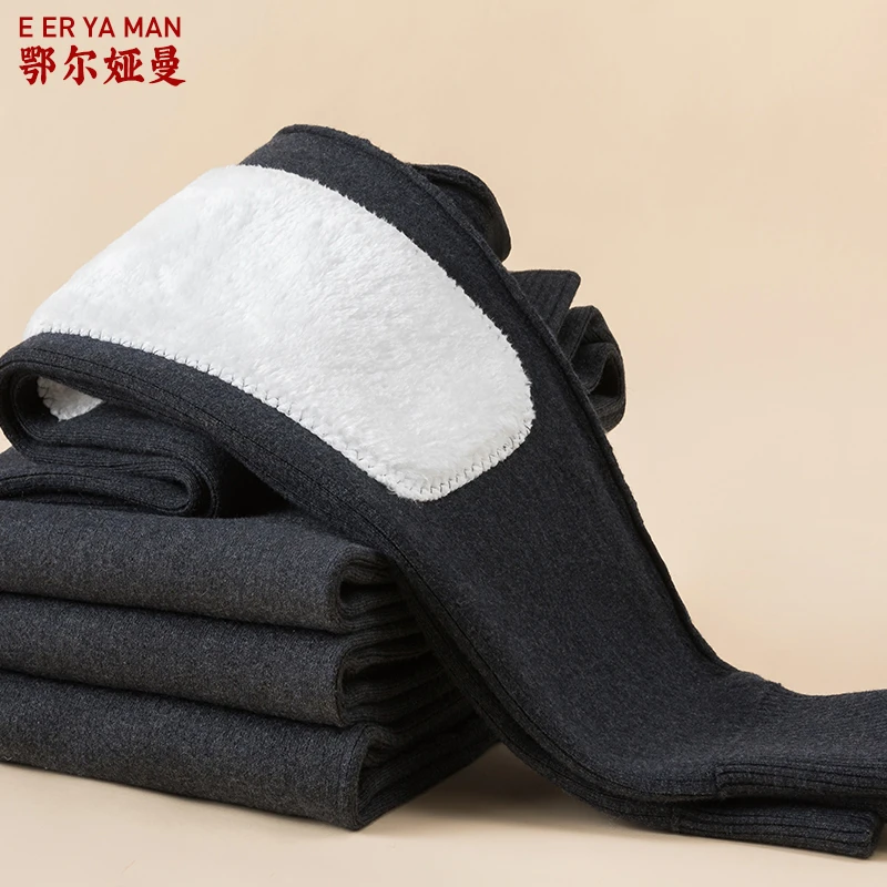 冬季羊毛裤男女款加绒加厚保暖修身弹力长裤高腰护腰贴片打底裤秋