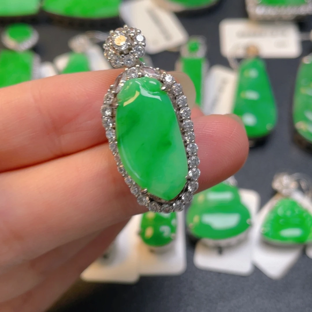 翡翠银S925镶嵌吊坠(不含链)