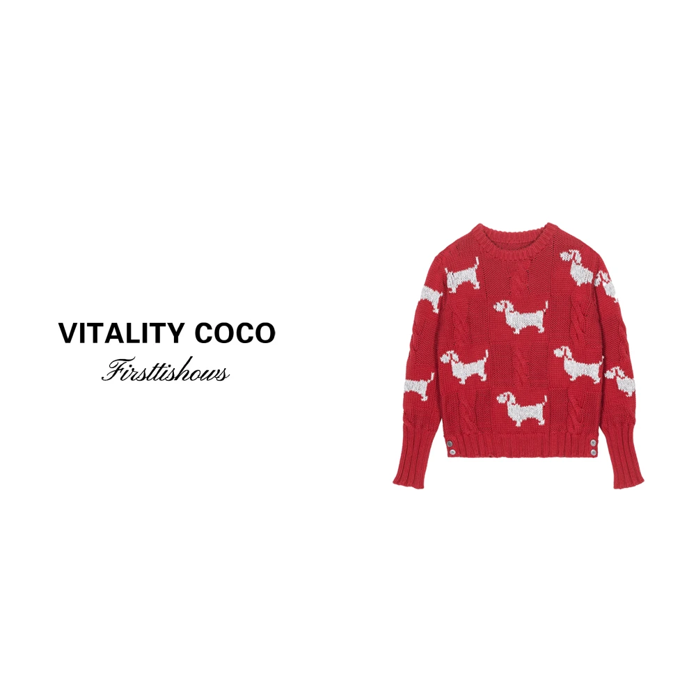 「VITALITY COCO」小狗提花针织衫女秋冬新款减龄百搭毛衣-962