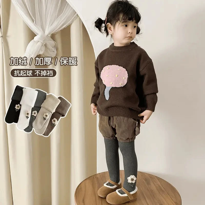 秋冬季女宝宝连裤袜加绒加厚外穿儿童保暖裤袜婴幼儿女童打底裤袜