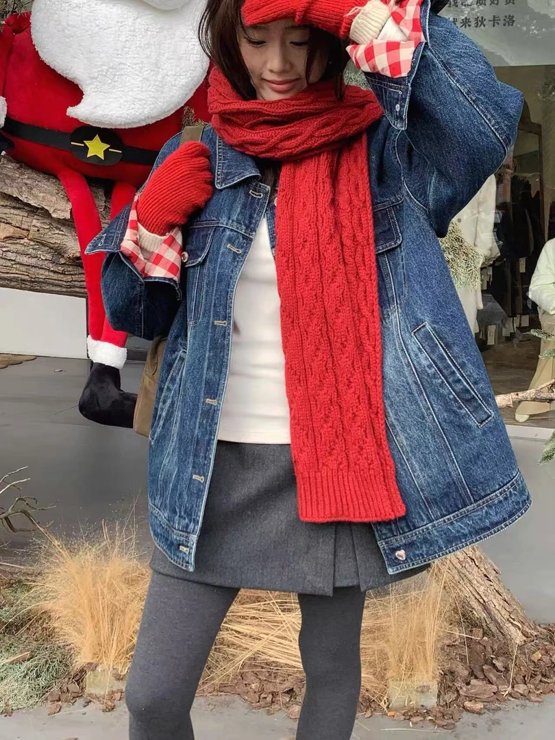 韩版新款网红冬款水洗女士羽绒百搭休闲牛仔外套