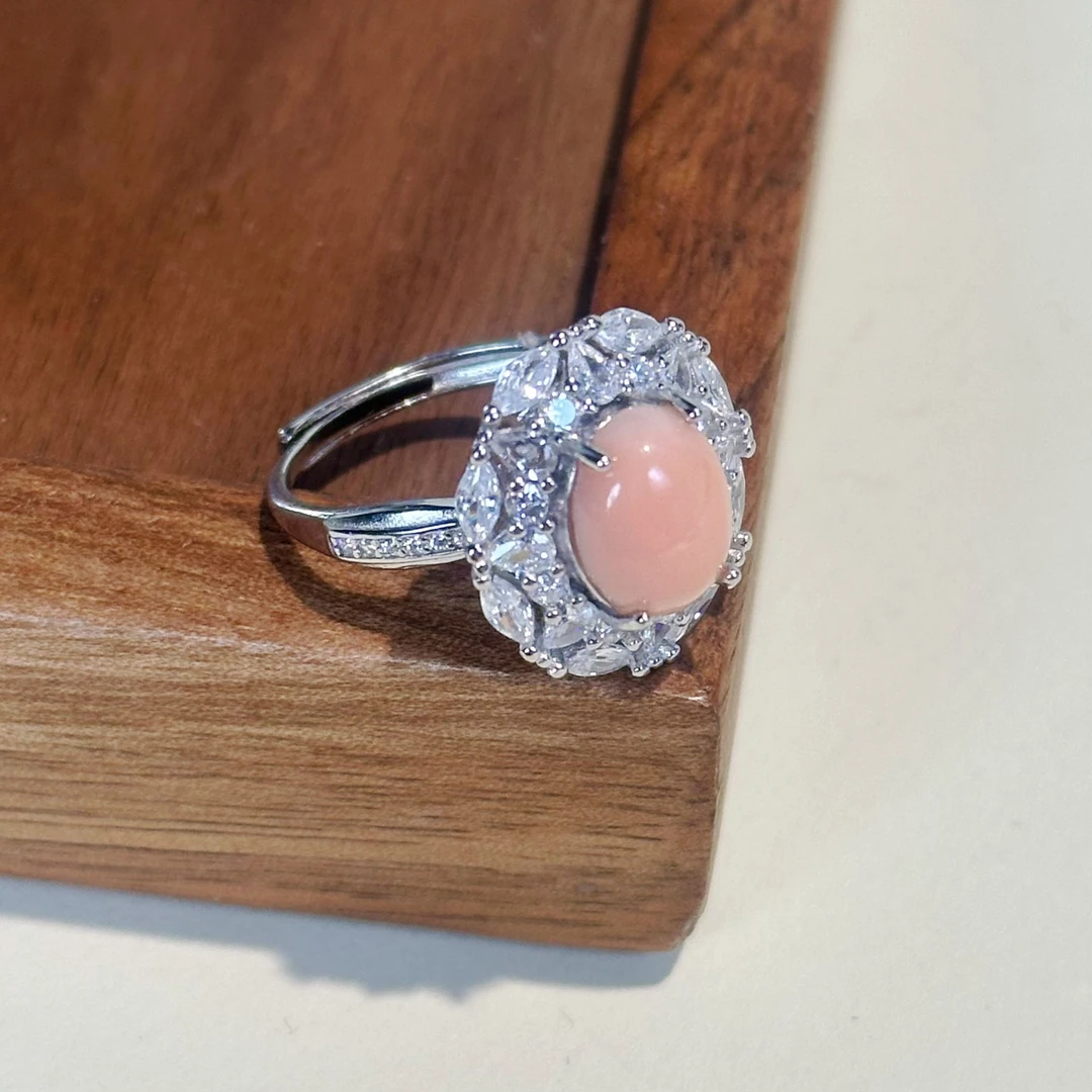 天然MOMO珊瑚s925戒指-125102