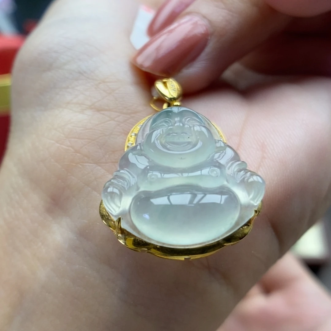 翡翠18K金镶嵌颈饰吊坠34