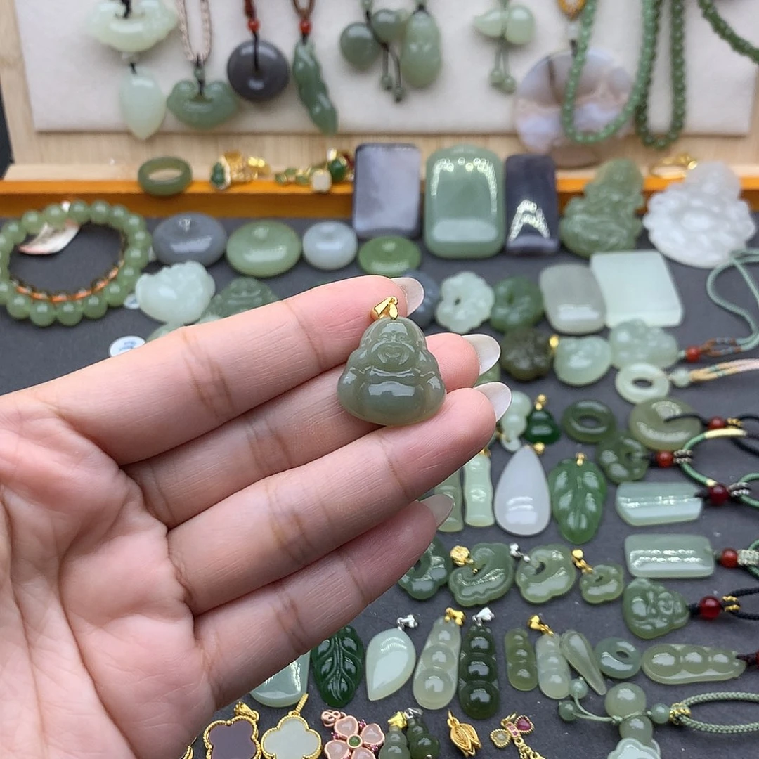 和田玉吊坠(不含链)银S925镶嵌