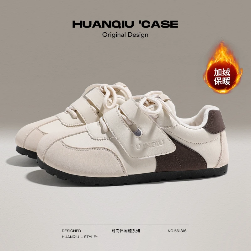 环球休闲小白鞋女鞋2025冬季新款爆款百搭运动鞋加绒芭蕾德训鞋女