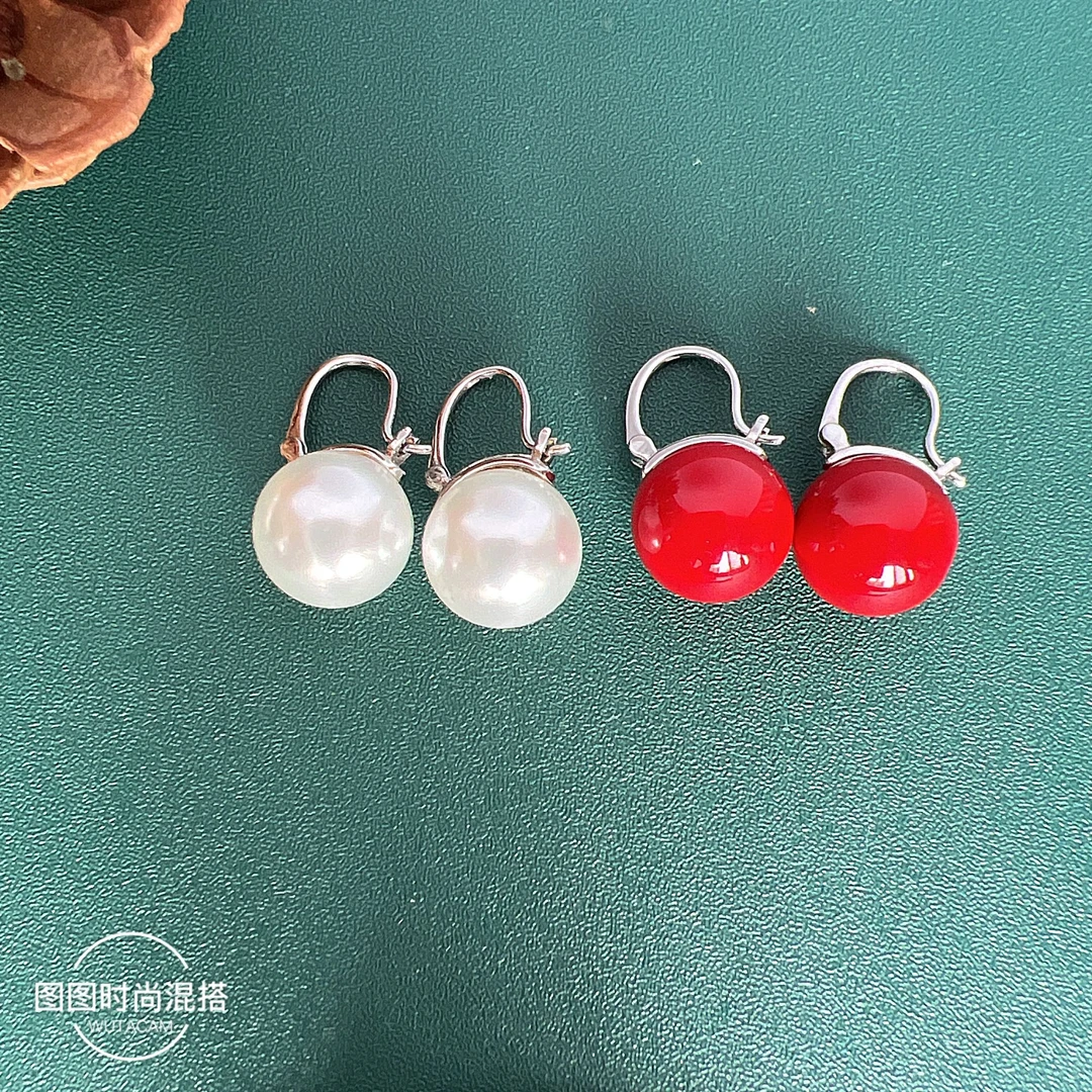 925银仿珍珠耳饰 甜美女耳环耳饰气质法式欧若假日风薄雾少女风