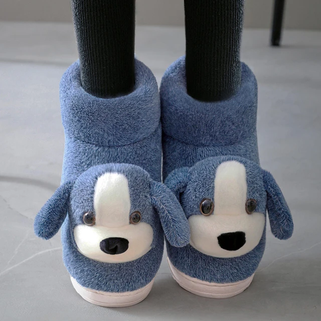 冬季保暖棉拖鞋男包跟卡通家居可爱室内女毛毛厚底月子高帮棉鞋