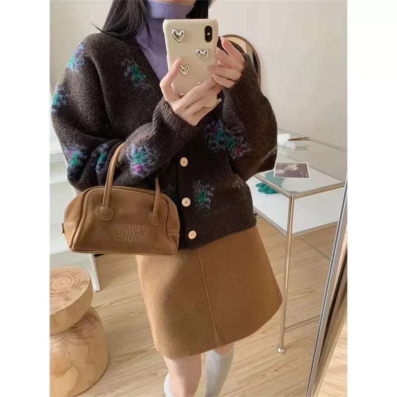 复古v领大花外套