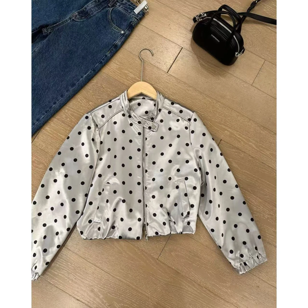小静静一会【波点立领外套】2025春款设计感短款夹克 2502C583