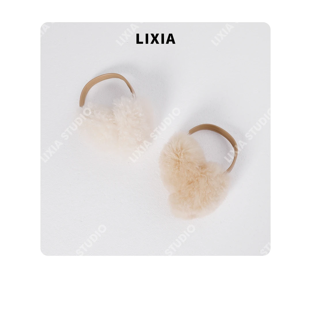 LIXIA【软萌绒耳】INS风时尚俏皮百搭保暖山羊绒绵羊皮耳罩-D9877